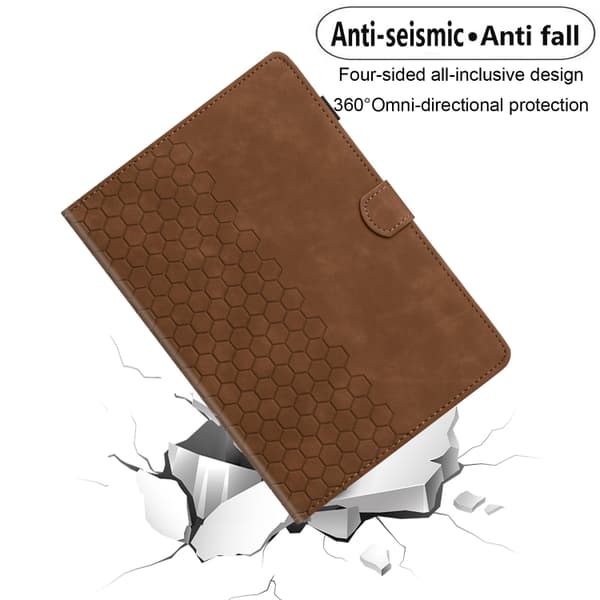 Samsung Galaxy Tab S6 Lite P610 Prägad Läderfodral Brun