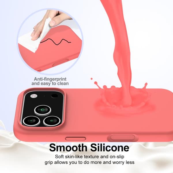 iPhone 17 Pro Shockproof Silikon Skal med MagSafe Rosa Orange