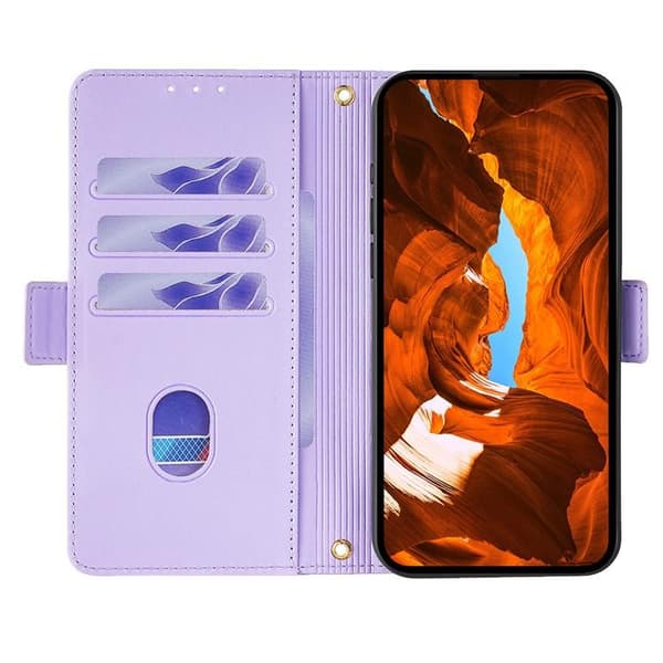 Redmi A5 4G - Korsa Kedja Läder Mobilfodral Purpur
