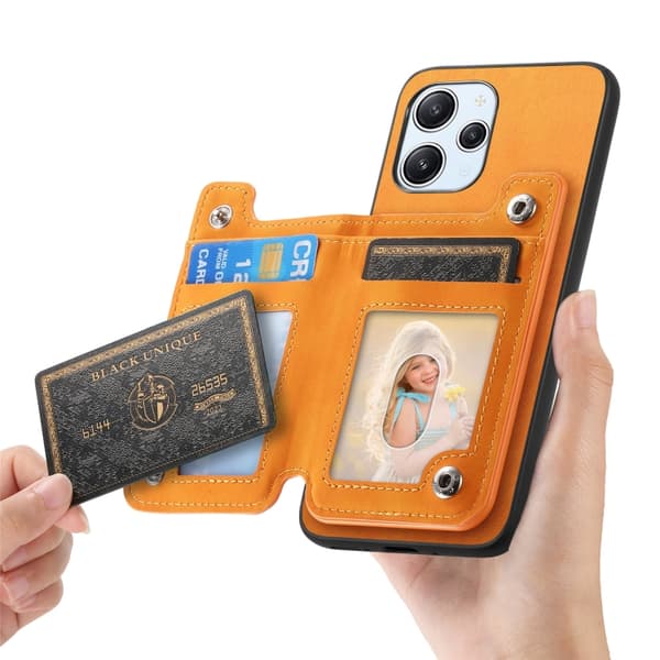 Redmi Note 14 Pro+ 5G Retro MagSafe Dragkedja Plånbok Kortväska Bakfodral Gul