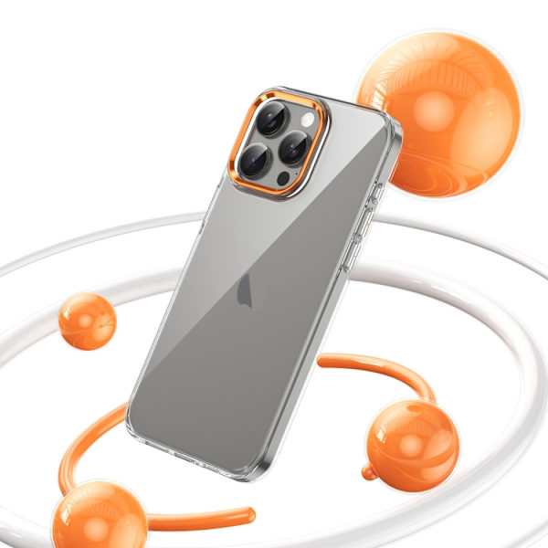 iPhone 16 Pro Max Skal HD Transparent PC med Full Coverage Orange