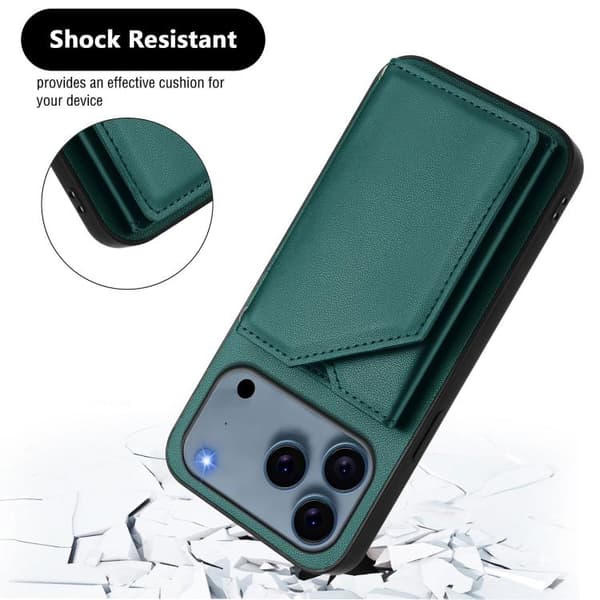 iPhone 18 Pro Max / iPhone 17 Pro Max Skal med Fyra Kortfack och Handledsrem Grön