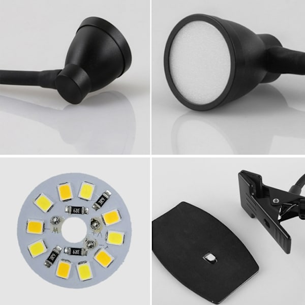 668A001 USB 360 graders böjlig slang skrivbordslampa, spec: Vit steglös dimning