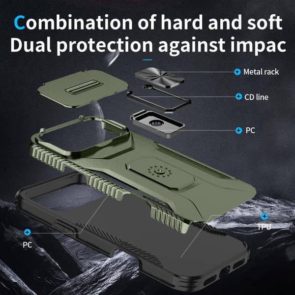 iPhone 18 Pro Max / iPhone 17 Pro Max Skal med Sliding Camshield Holder Alpingrön