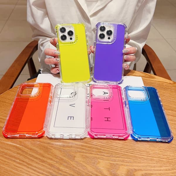iPhone 16 Pro Skal 3 1 Klar Färgad Transparent Ram PC + TPU Fluorescerande grönt