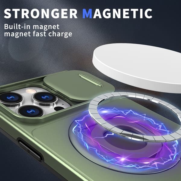 iPhone 16 Pro Max Camshield MagSafe Ring Holder Armor Skal Olivgrön