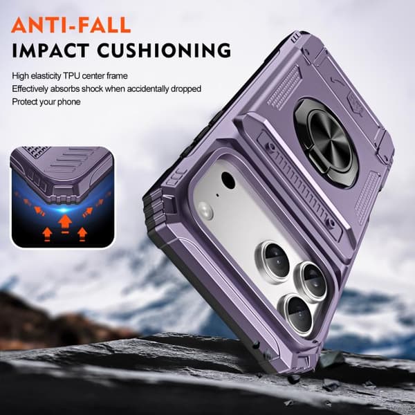 iPhone 18 Pro Max / iPhone 17 Pro Max Skal TPU+PC Stötsäker med Metallringhållare Purpur