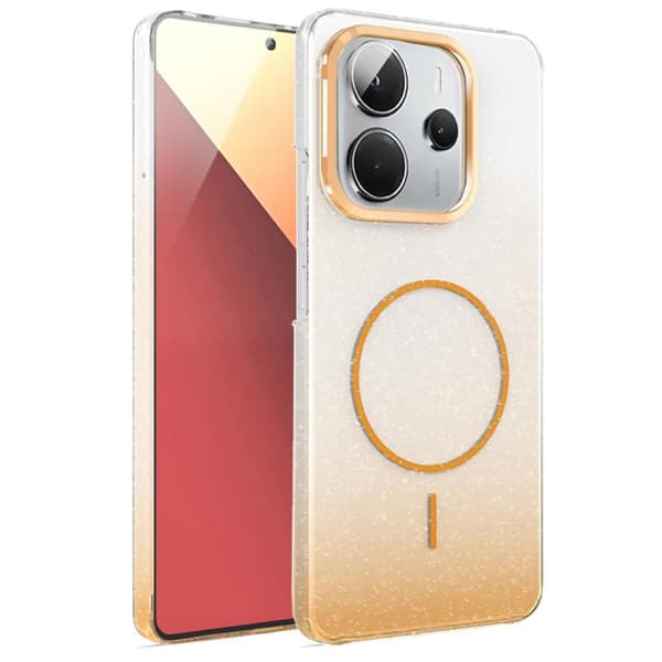 Redmi Note 14 4G Global - Guld Diamant Glittrande Gradient MagSafe Stöttålig Mobilskal Guld