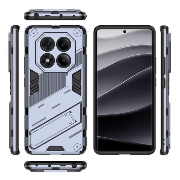 Redmi Note 14 Pro 4G - Punk Armor 2 i 1 PC + TPU Mobilskal med Ställning Grå