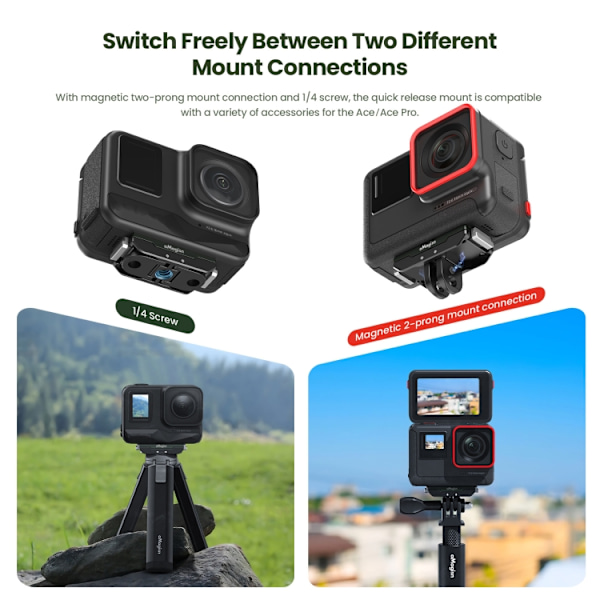 AMagisn Metall Magnetisk Snabbkoppling + Topplock, För Insta360 Ace / Ace Pro / X3 / X2 / GoPro HERO12 Black