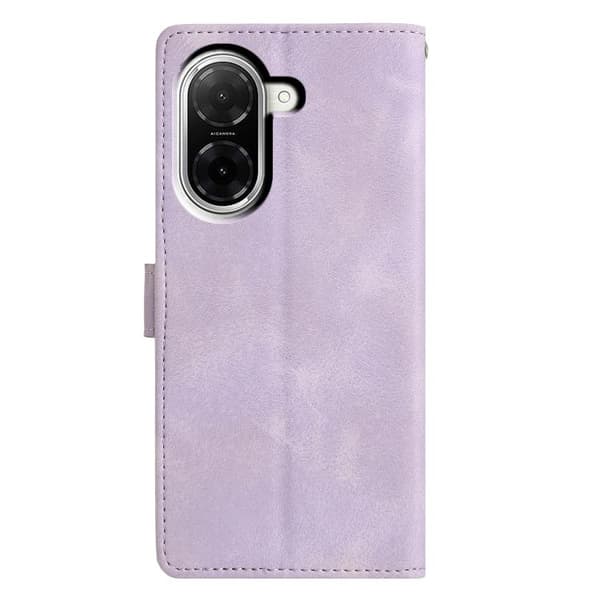 Redmi A5 4G - Triangulär Prägling Läderfodral Purpur