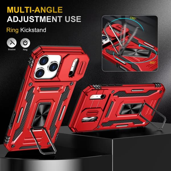 iPhone 18 Pro Max / iPhone 17 Pro Max Skal med Armor PC + TPU Kameraskydd Röd