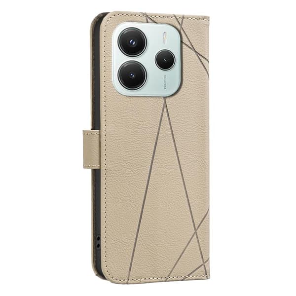 Redmi Note 14 5G - Geometriskt Mönster RFID Läderfodral Beige