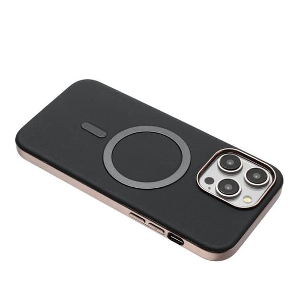 iPhone 16 Pro Max Solid Color Pläterad MagSafe Full Coverage Skal Svart