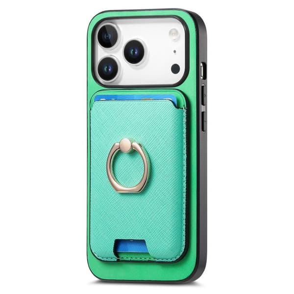 iPhone 18 Pro Max / iPhone 17 Pro Max Retro Cross Läder Kortväska MagSafe Skal Grön