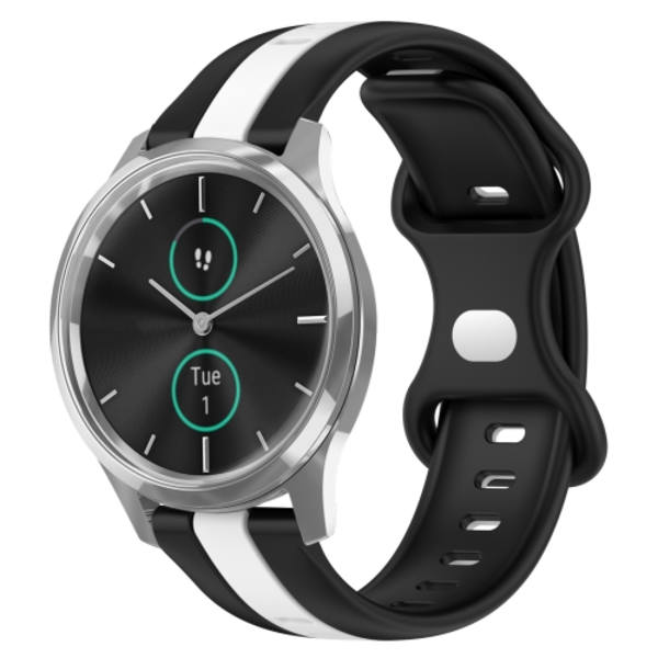 För Garminmove Luxe 20 mm Butterfly Spänne Tvåfärgad watch Black-White