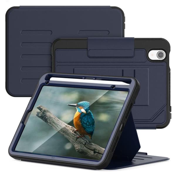 iPad mini 2024 / mini 6 Skal i Magnetiskt Läderfodral Marinblå
