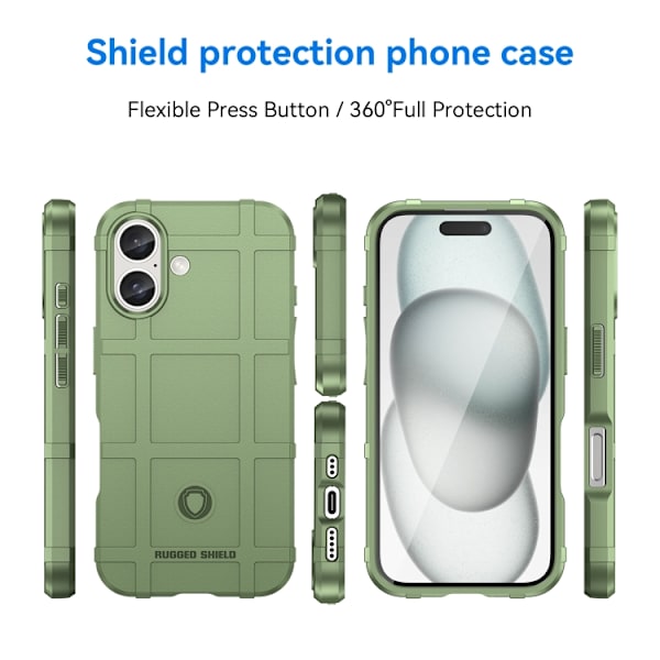 iPhone 16 Pro Max Full Coverage Shockproof TPU Skal - Hållbar och Skyddande Mobilskal Grön