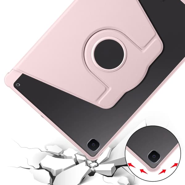 Samsung Galaxy Tab S6 Lite P610 360° Rotationsskydd i Läder Sandrosa