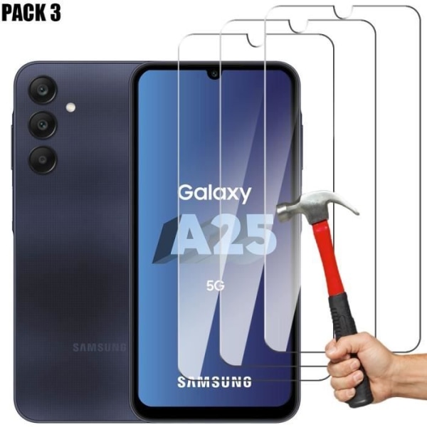 Härdat glas för Samsung Galaxy A25 5G - 3 delar - 9H Resistant Transparent Skyddsglas
