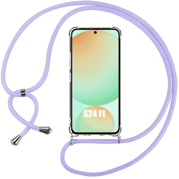 Skyddsskal - BOOLING - Samsung Galaxy S24 FE - Mjuk - Transparent - Lila rem Transparent