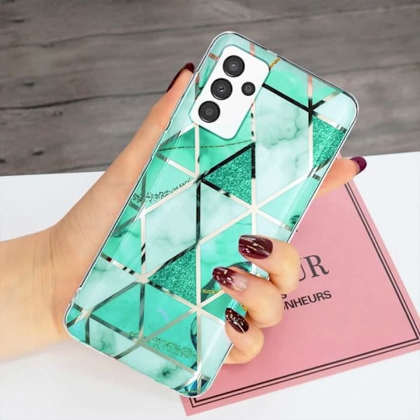 Skyddsfodral för Samsung Galaxy A04s-A13 5G - Turkos marmormönster - Skydd Lättvikt Mjuk Stötsäker Turkos