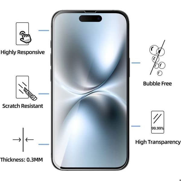 Härdat glas för iPhone 17 - 3 st 9H skärmskydd Stötsäker Repbeständig Solid Transparent