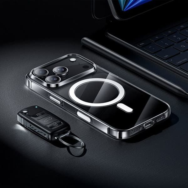 Coque - BOOLING - för iPhone 17 Pro - Stötsäker - Transparent - Med Magnetisk Ring - 2 Härdat Glas Transparent