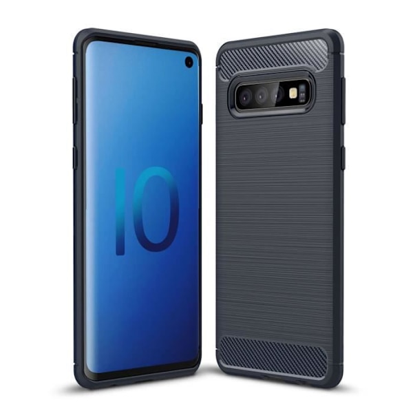 Fodral - Samsung - Galaxy S10 - TPU - Kolfiber - Stötsäker - Mjuk marinblå