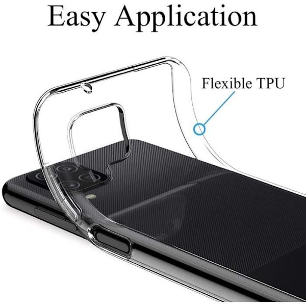 Packfodral för Samsung A12 (6,5") + härdat glas Stötsäkert mjukt silikontransparent Transparent