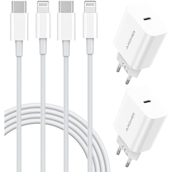 2*20w usb c-laddare med 2*1m iphone-kabel[4-pack], kompatibel med iphone 13 12 12 pro 12 mini 11 x xs xr 8 7p 6p 6s ipad[149] -