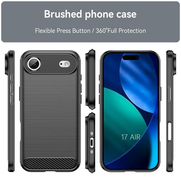 Skyddsskal - BOOLING - för iPhone Air - Kolfiberlook - Stötsäker - Rep-resistant Svart