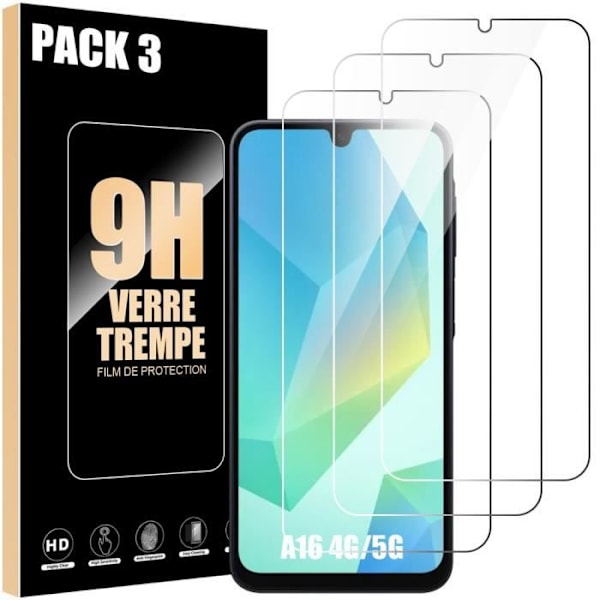 Skärmskydd - Samsung - Galaxy A16 - Härdat Glas - Pack med 3 - Represistent Transparent