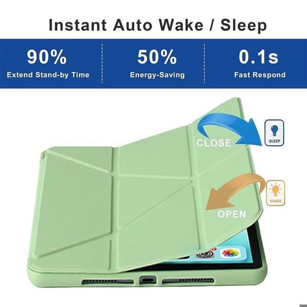 Coque + Härdat Glas - för iPad Air 4/5 - Fällbart Skydd - Grön - Automatisk Vakna/Sömn Grön