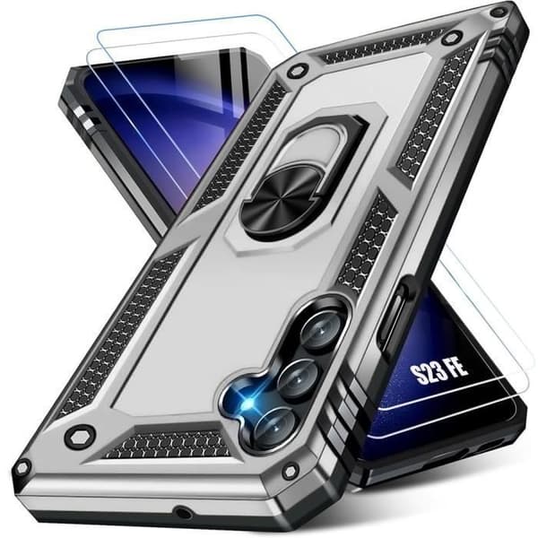 Coque för Samsung Galaxy S23 FE - Silver - Förstärkt Stöttålig - 360° Stöd Silver