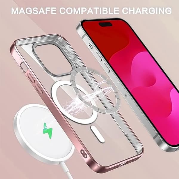 Skyddsfodral - BOOLING - för iPhone 15 Pro - Stötsäker silikon - Transparent - Rosa Rosa