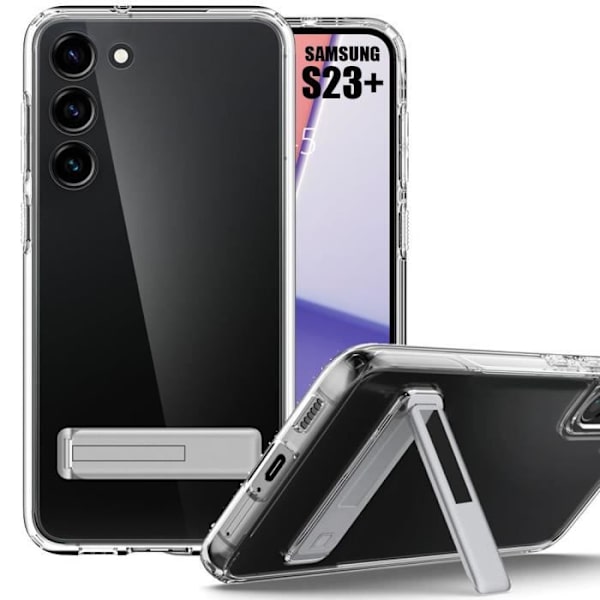 Stötsäkert mjukt skyddsfodral med stativ för Samsung Galaxy S23+ - BOOLING Transparent