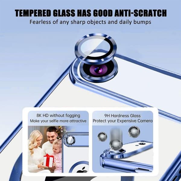 Skyddshölje - BOOLING - för iPhone Air - med magnetring - Blå - 2 härdade glas Blå