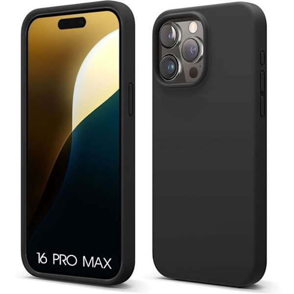 Skal till iPhone 16 Pro Max, Mjuk Ultra Slim Liquid Silikon - Svart sort