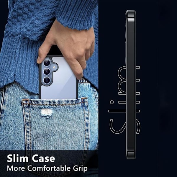 Mobilskal - Samsung - Galaxy S24 Plus - Repellerande skydd - Transparent bakstycke - Svart ram Transparent, svart