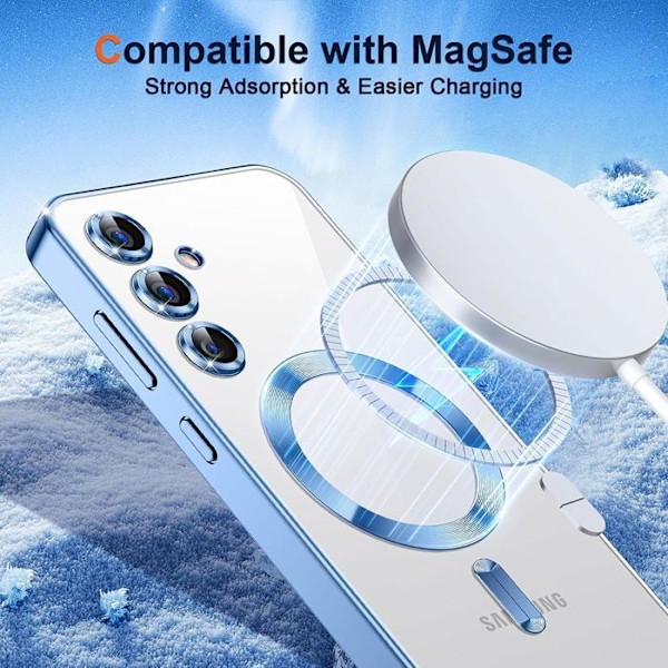 Coque för Samsung Galaxy S24 FE - med skydd för objektiv magnetisk cirkel - Blå - BOOLING® Klarblå