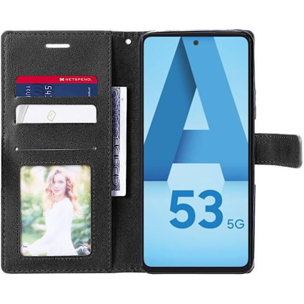 Fodral till Samsung Galaxy A53 5G - Stötsäkert skydd Elegant syntetiskt läder Marinblå-Svart