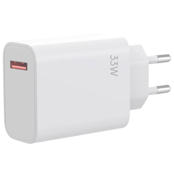 Hurtigoplader 33W - E.F.Connection - Kompatibel med Xiaomi 14, 13, 12, Redmi Note 12 - USB-A - Hvid - 40g Vit