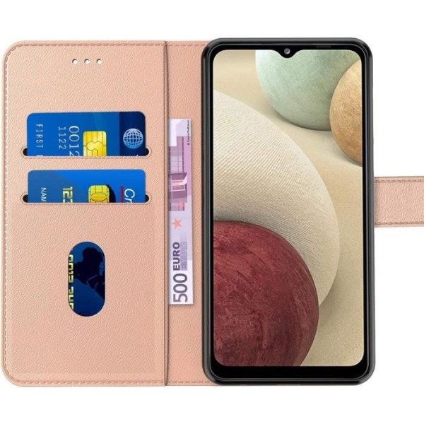 Fodral för Samsung A12 (6,5") Rosa Anti-Scratch Card-förvaring med biljettförvaring Enfärgad lädereffekt 360 graders skydd