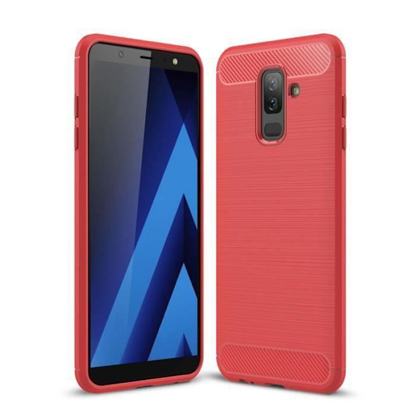 Galaxy A6 Plus 2018 Fodral Kolfiberfjädrande TPU-skyddsfodral för Samsung A6 Plus - Galaxy A6+ 2018 - Röd