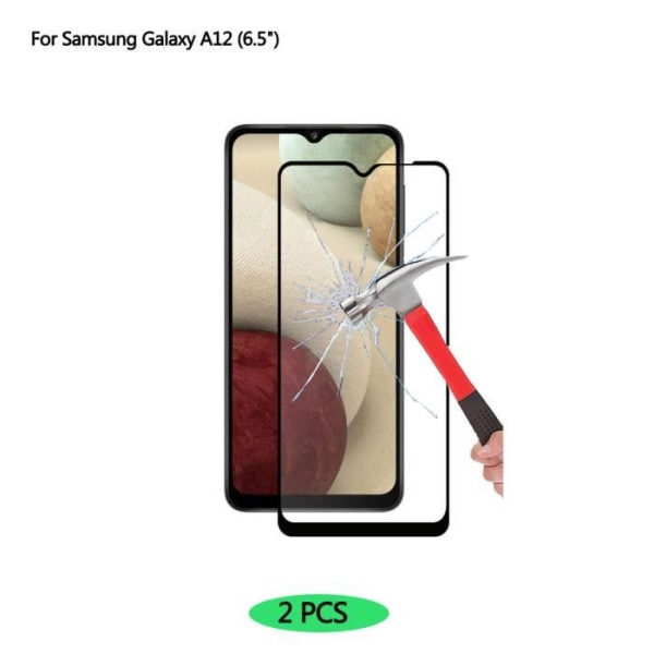 För Samsung Galaxy A12 helskärm härdat glas skärmskydd HD-härdat film (2-pack)