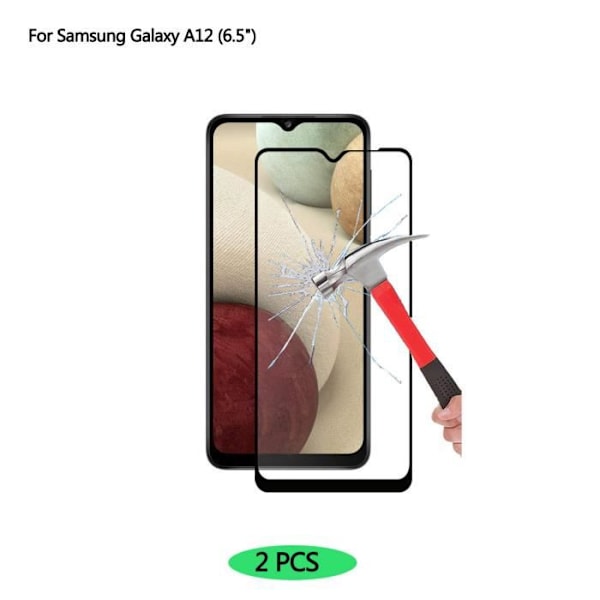 För Samsung Galaxy A12 helskärm härdat glas skärmskydd HD-härdat film (2-pack)