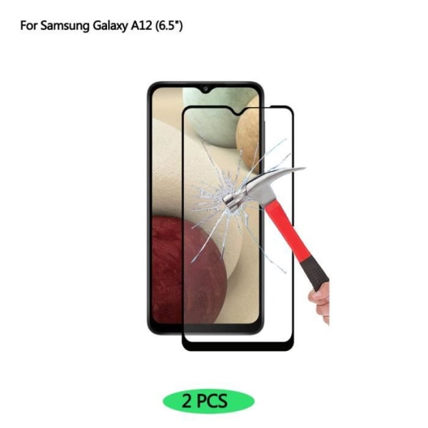 Til Samsung Galaxy A12 fuld skærm hærdet glas skærmbeskytter HD hærdet film (2 pakke)