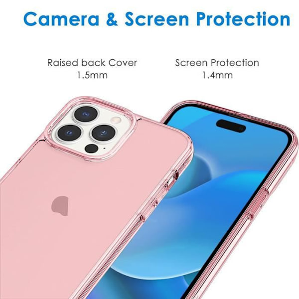 Skyddsfodral för iPhone 14 Pro - BOOLING - Mjuk - Rosa - Halvtransparent - Hållbar Rosa
