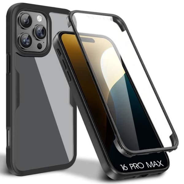 Skyddskal för telefon - BOOLING - iPhone 16 Pro Max - 360-skydd - Elegant - Förstärkt kant Svart